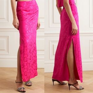 NWT STAUD Saman Maxi Skirt Pink Floral Side Slit 2